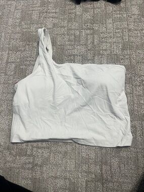 lululemon white one-shoulder ribbed sports crop